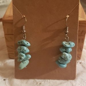 Raw Turquoise Beaded Earrings